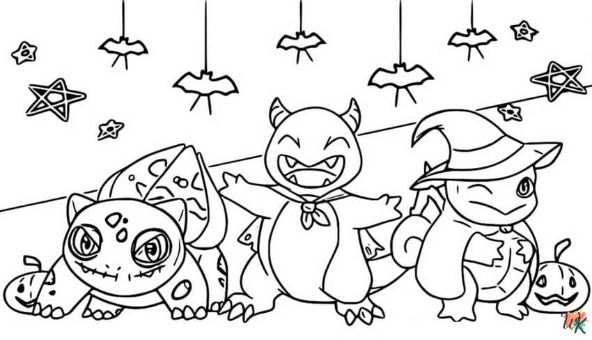 Pokemon Halloween cards coloring pages