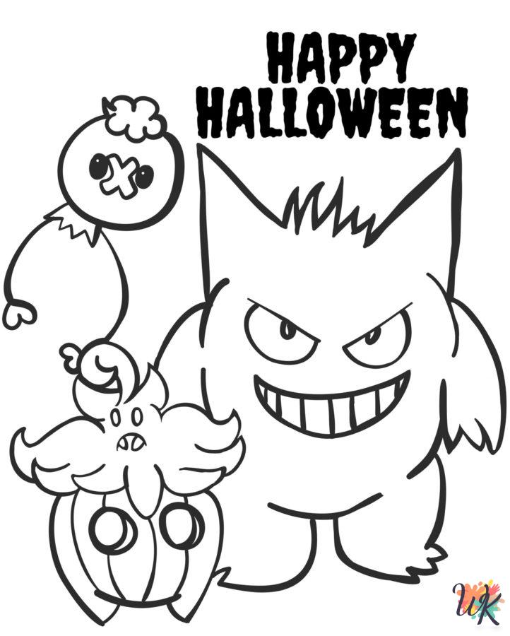 free full size printable Pokemon Halloween coloring pages for adults pdf