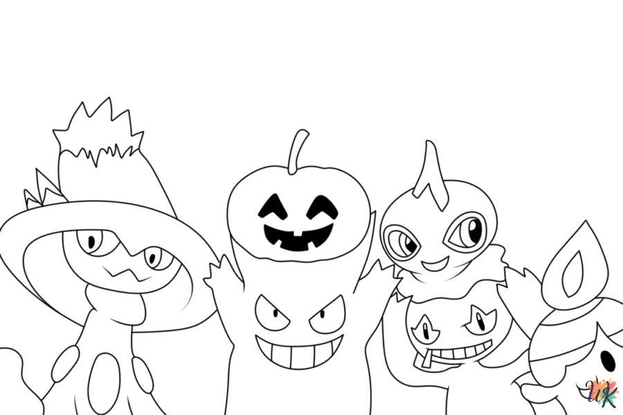 kawaii cute Pokemon Halloween coloring pages