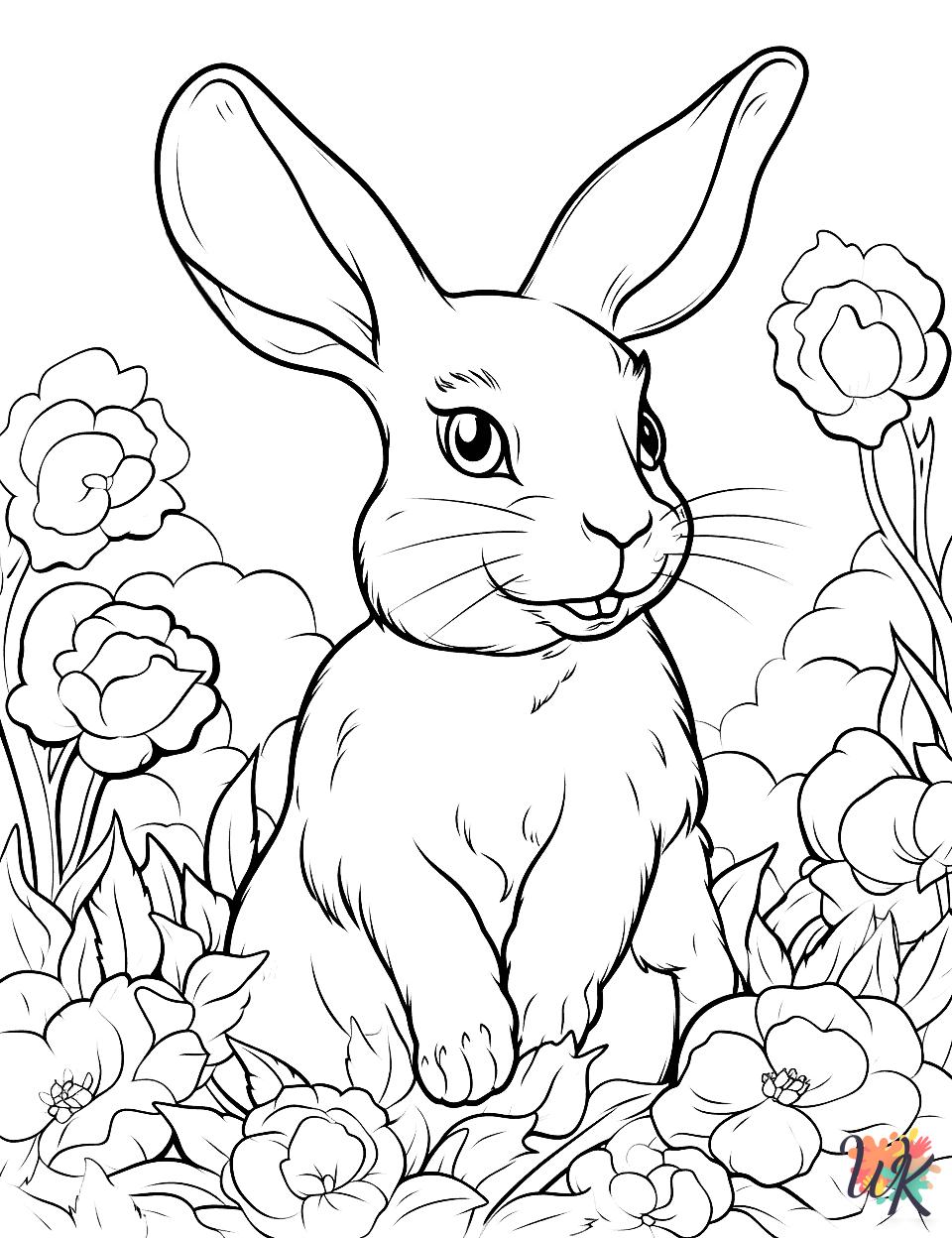 Rabbits coloring pages for adults easy