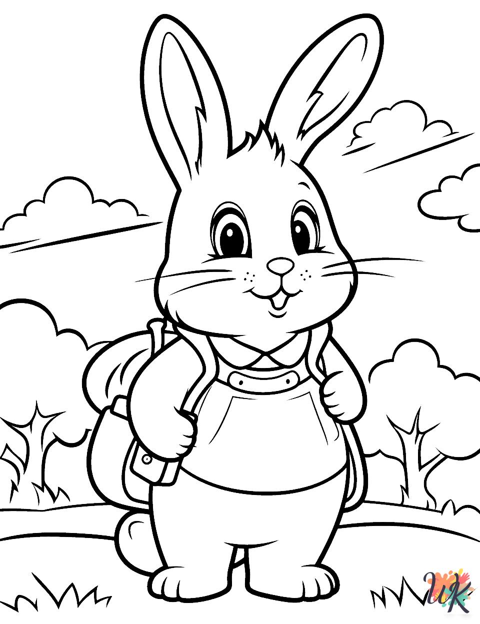 kawaii cute Rabbits coloring pages