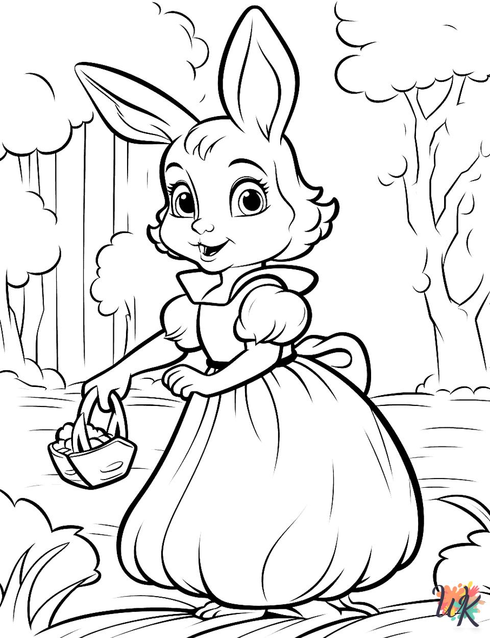 Rabbits coloring pages for adults easy