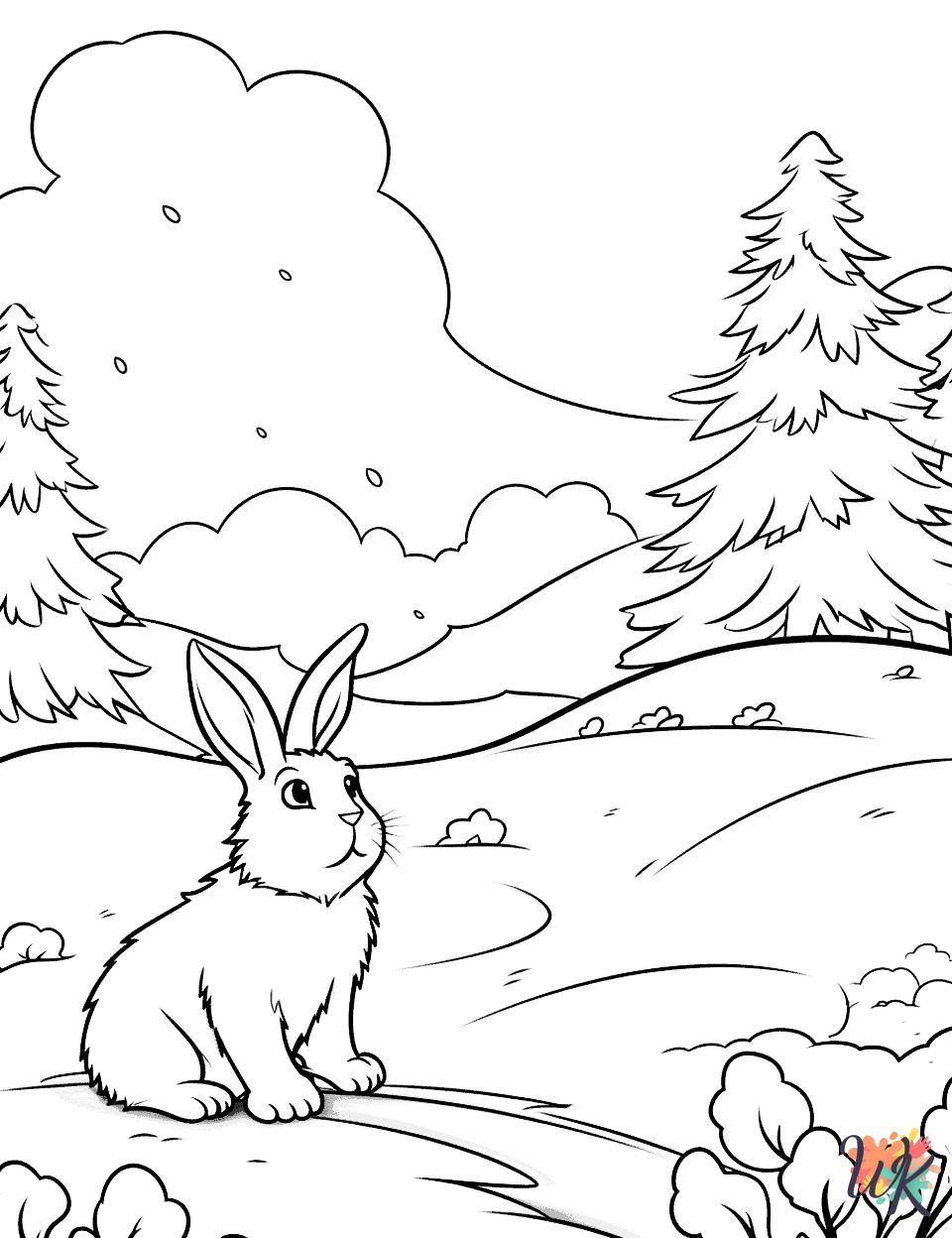 kawaii cute Rabbits coloring pages