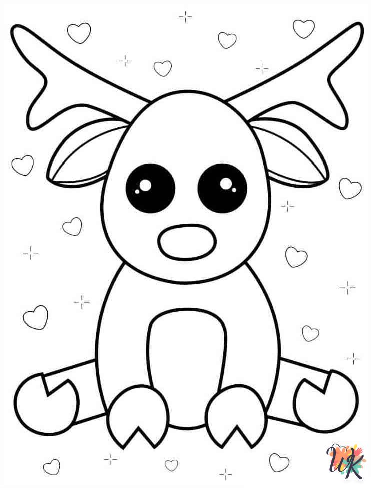 kawaii cute Rudolph coloring pages