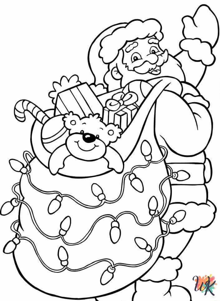 free full size printable Santa coloring pages for adults pdf