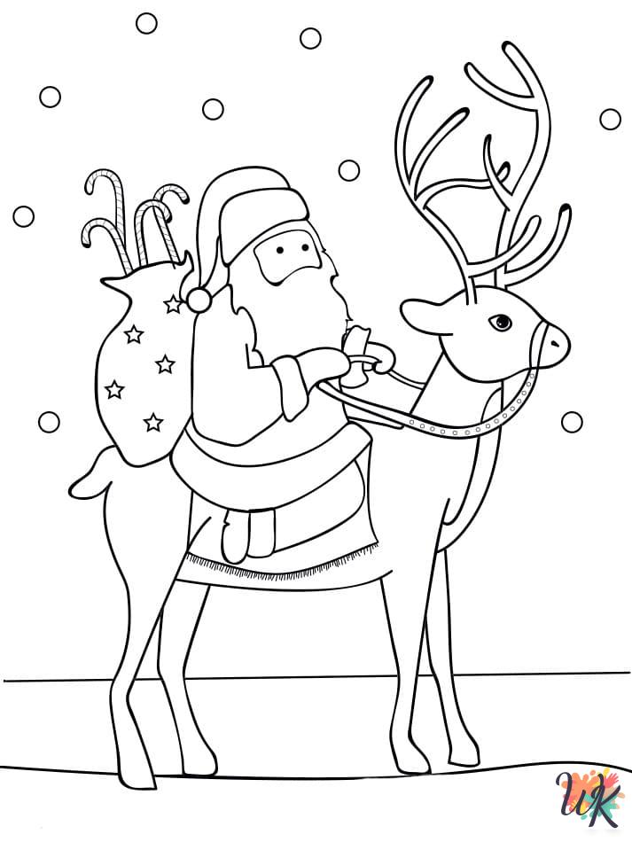 Santa coloring pages for adults easy