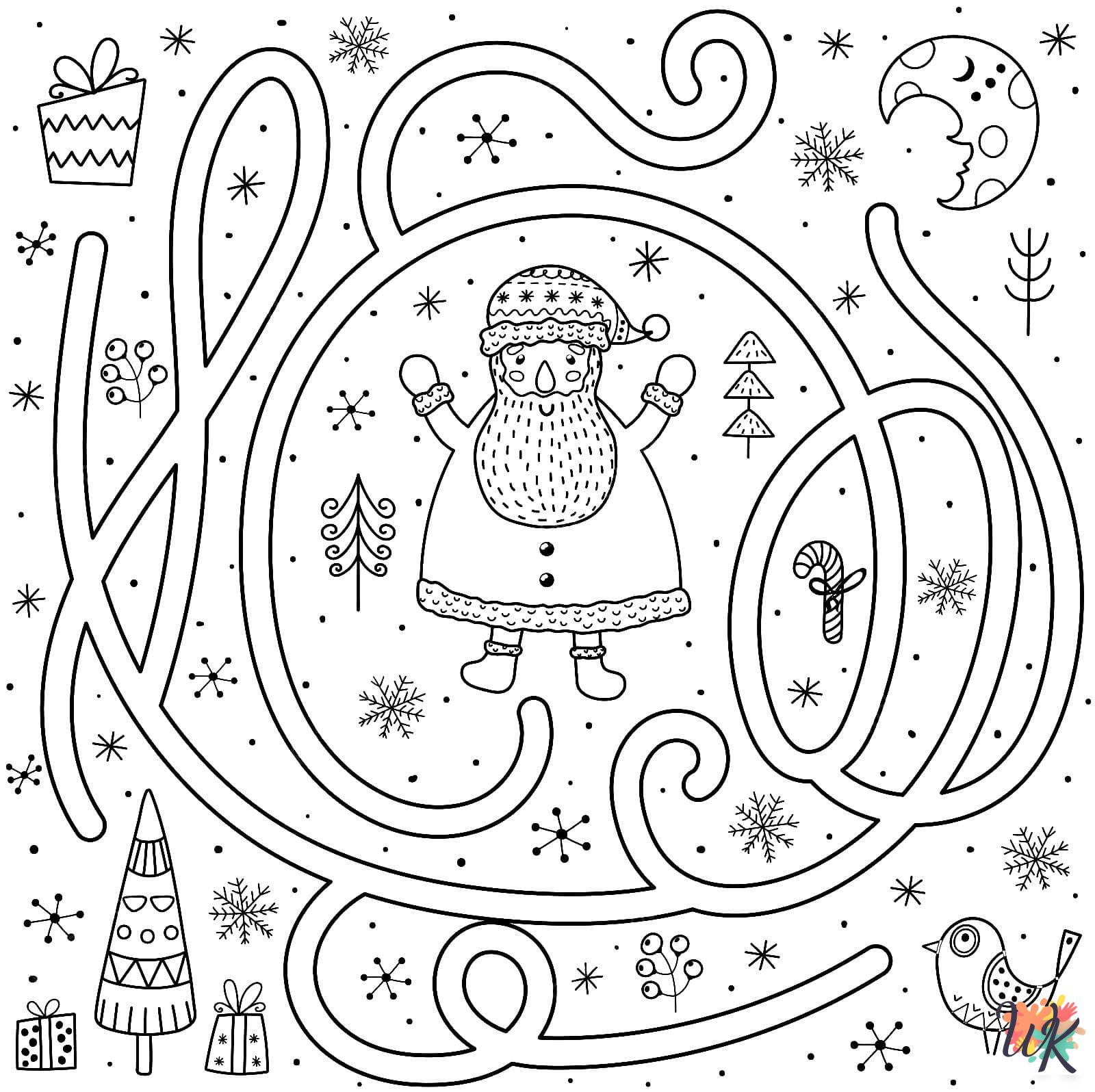 Santa cards coloring pages