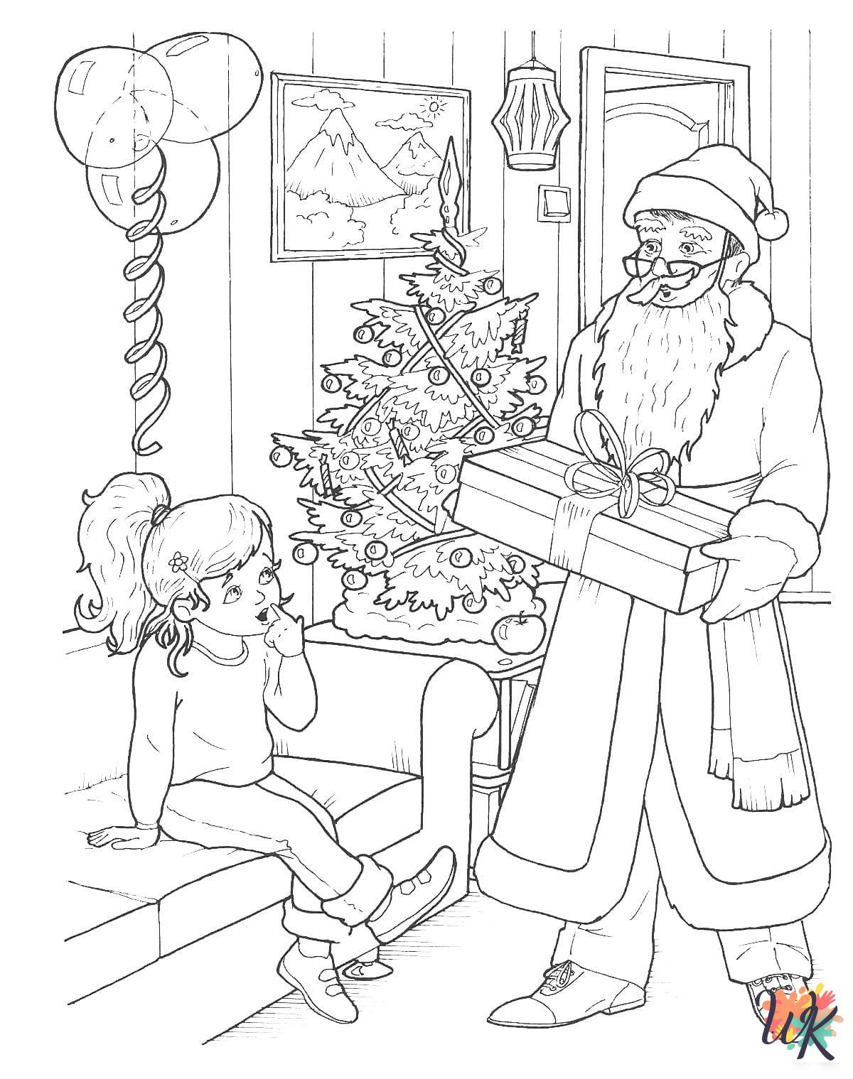 Santa coloring pages easy