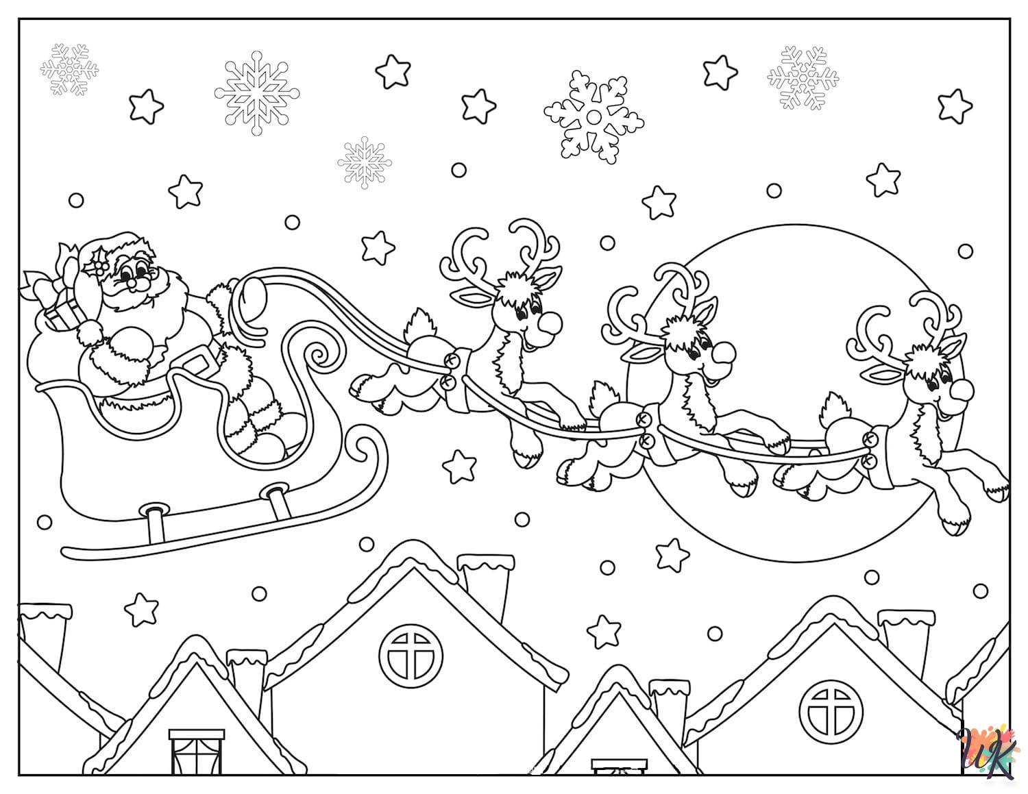 free full size printable Santa coloring pages for adults pdf