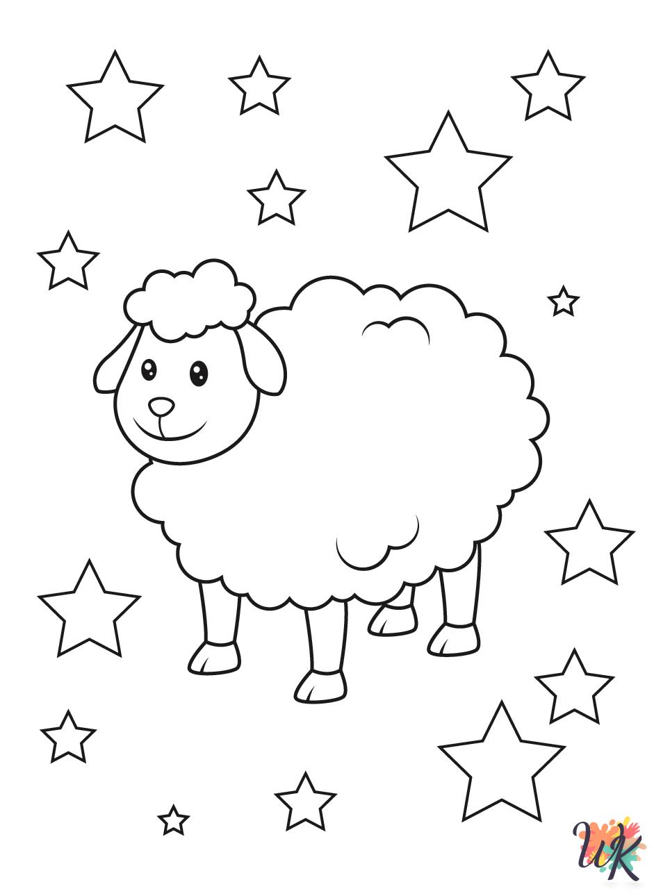 kawaii cute Sheep coloring pages