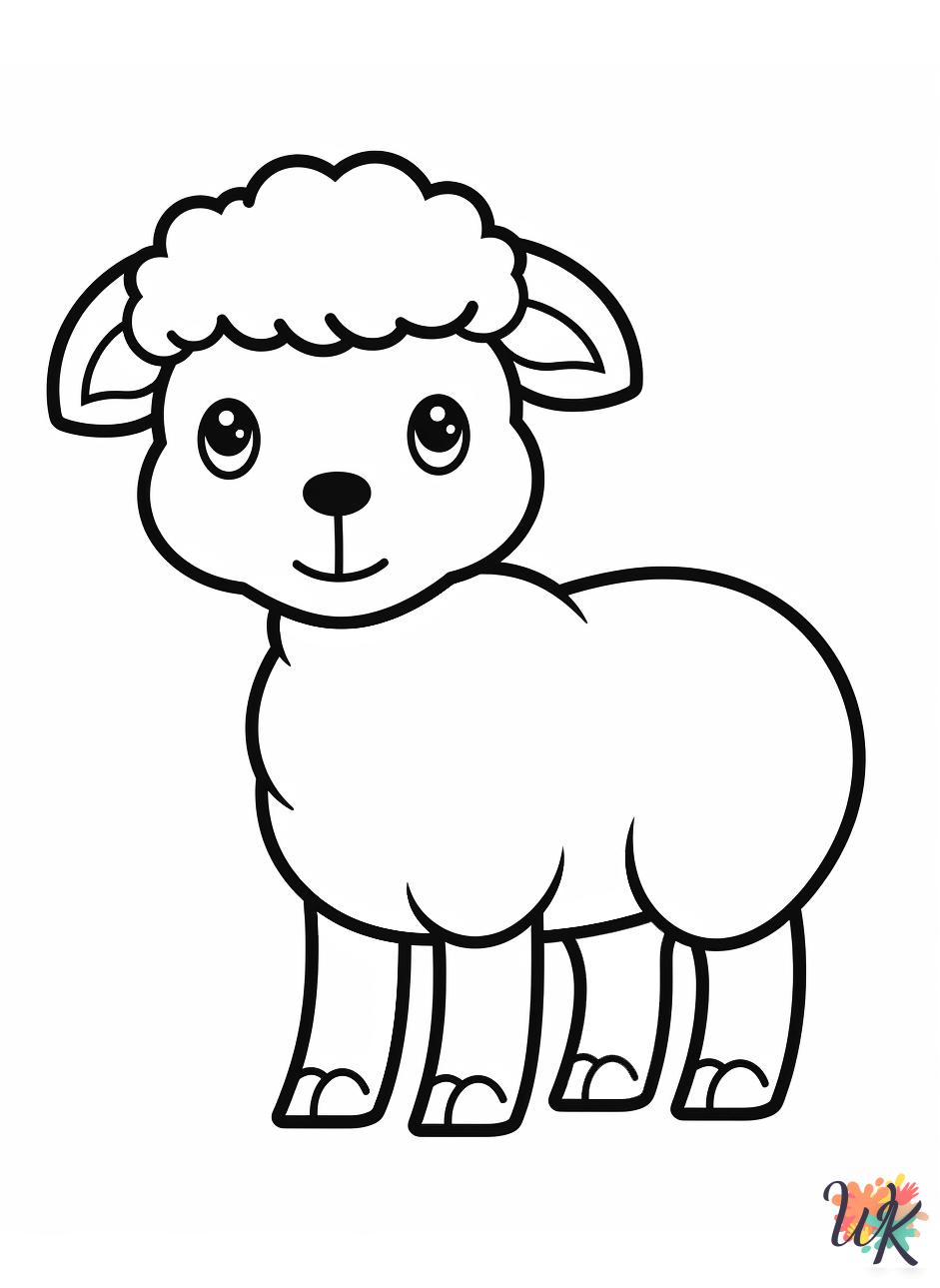 Sheep coloring pages for adults easy