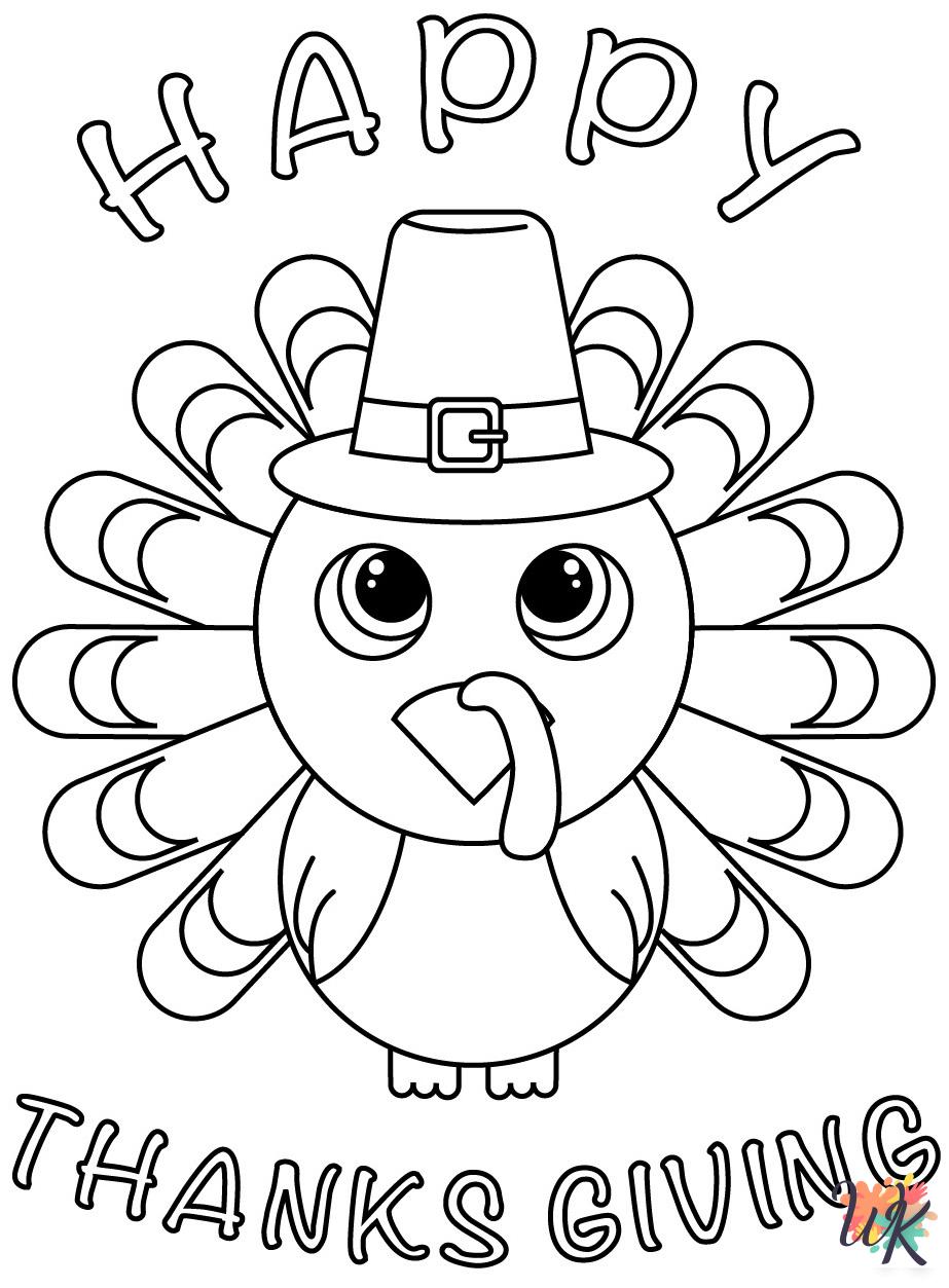 kawaii cute Thanksgiving coloring pages