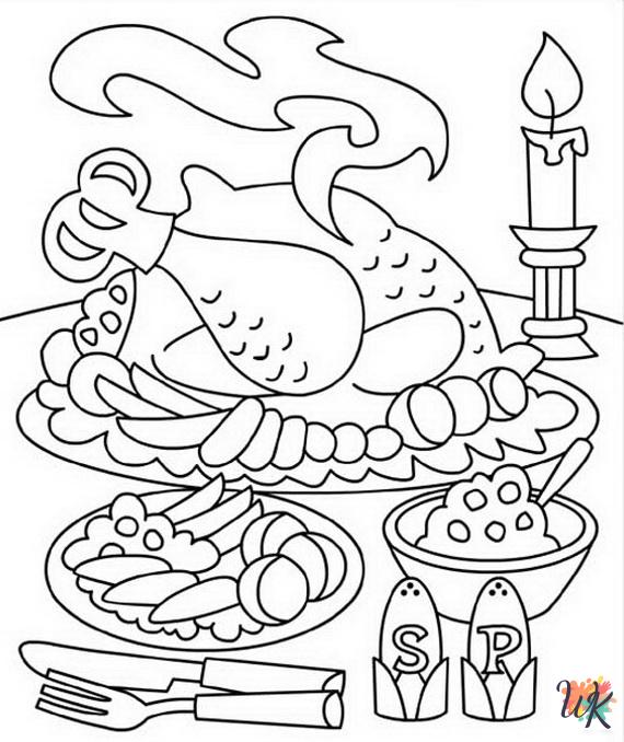 Thanksgiving Dinner coloring pages for kids