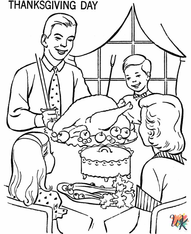 free printable Thanksgiving Dinner coloring pages for adults