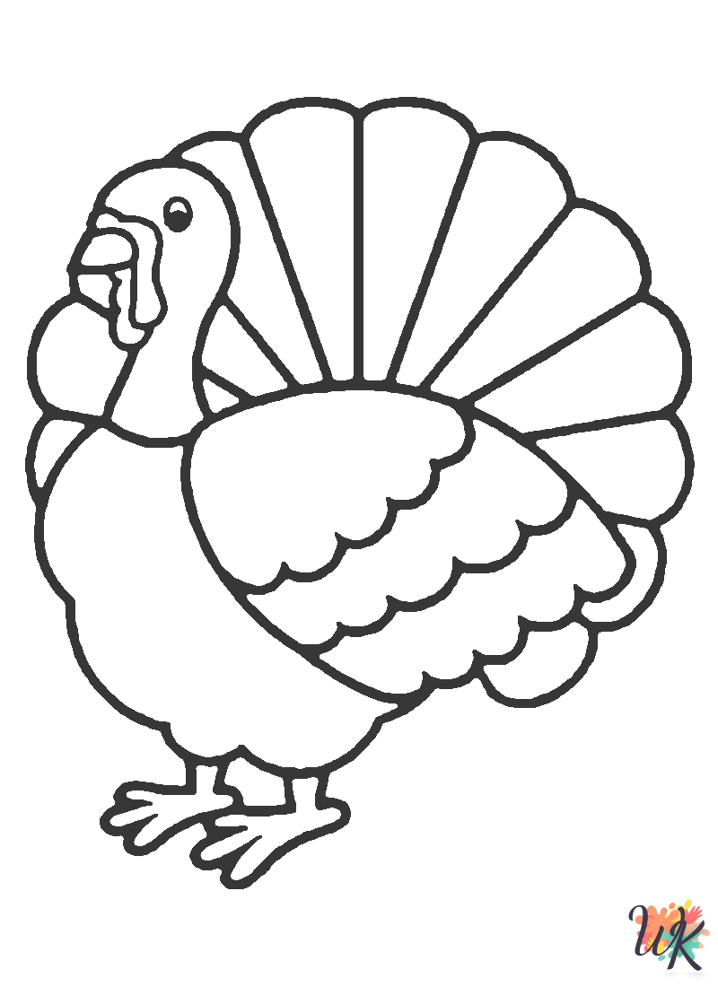 detailed Turkey coloring pages for adults
