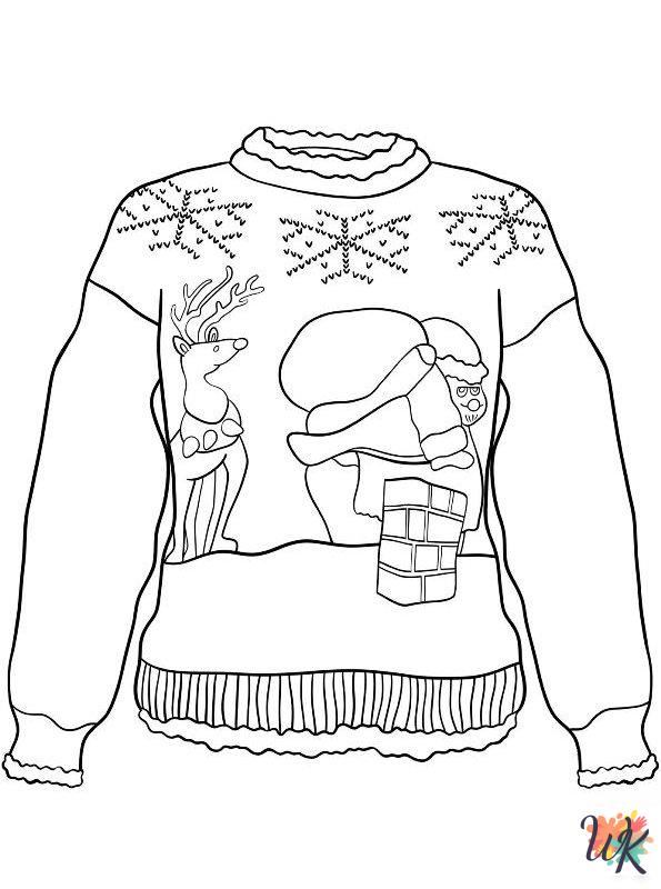 printable Ugly Christmas Sweater coloring pages for adults