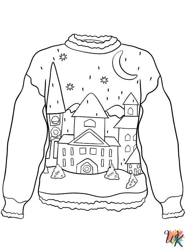 free printable Ugly Christmas Sweater coloring pages