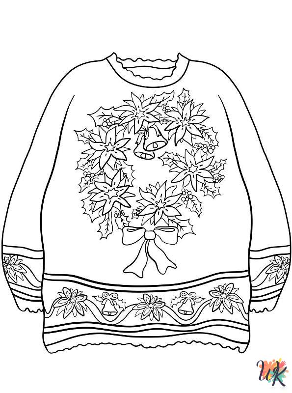 kawaii cute Ugly Christmas Sweater coloring pages