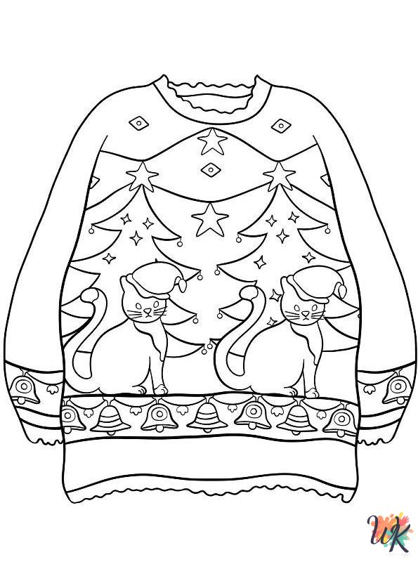 free Ugly Christmas Sweater coloring pages for adults