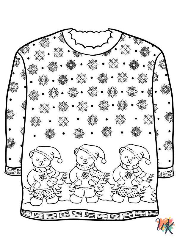 Ugly Christmas Sweater themed coloring pages