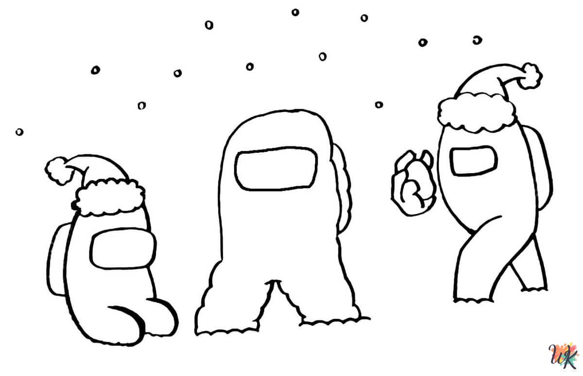 cute Among Us Christmas coloring pages