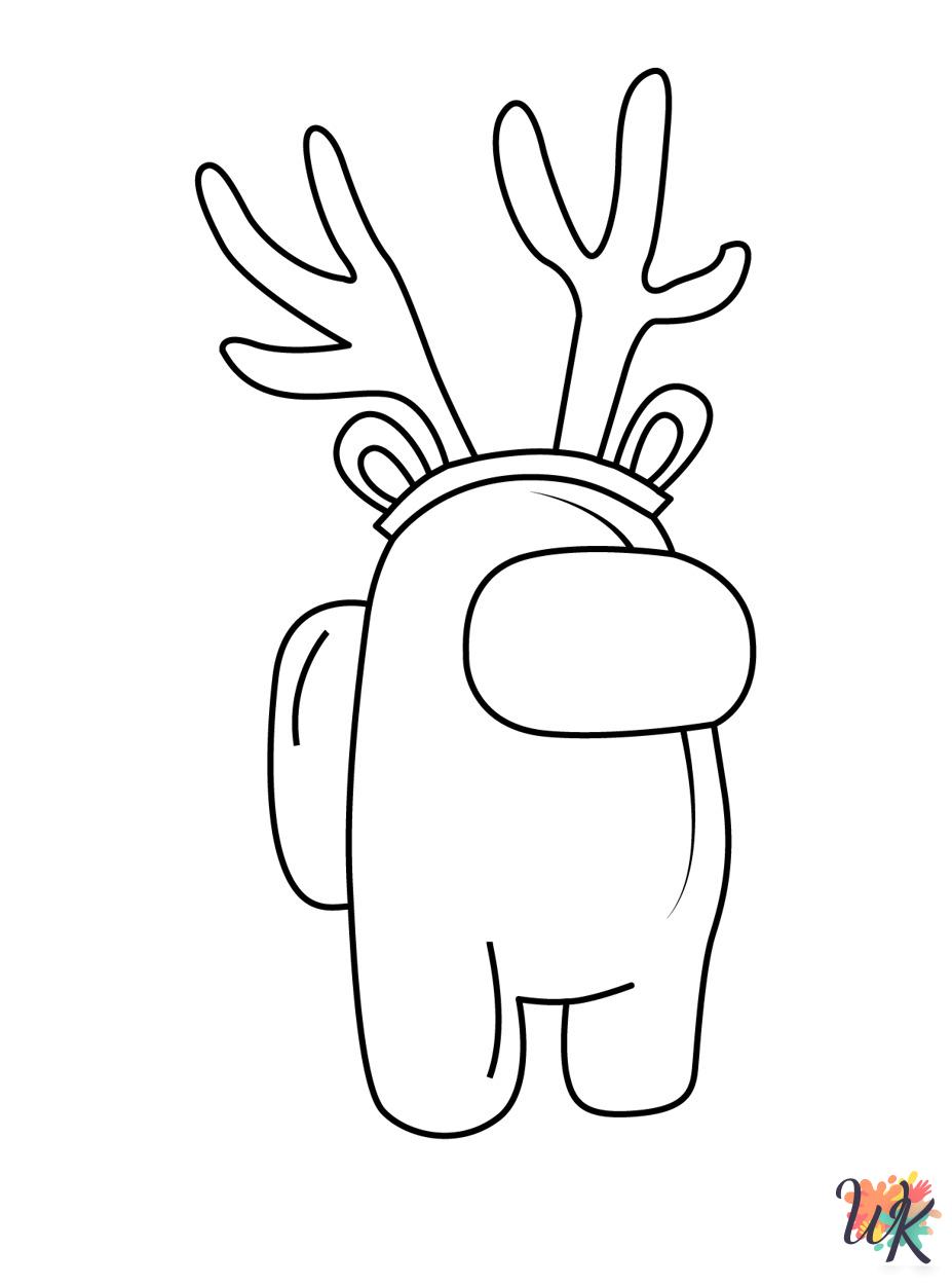Among Us Christmas coloring pages easy