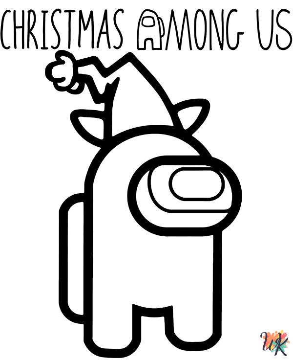 detailed Among Us Christmas coloring pages