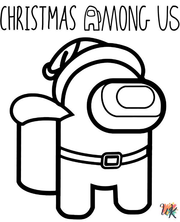 coloring pages for kids Among Us Christmas