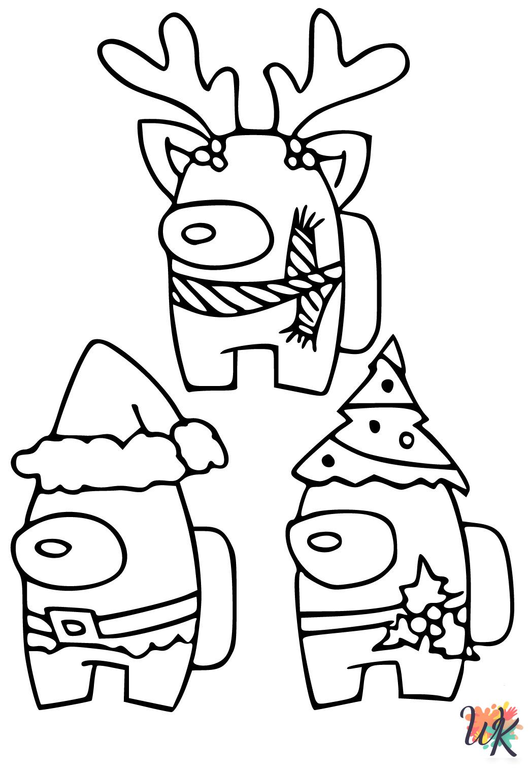 Among Us Christmas coloring pages for preschoolers