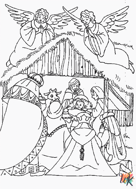 detailed Bible Christmas Story coloring pages for adults