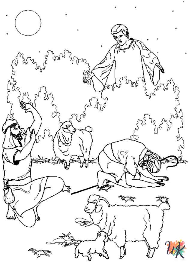 Bible Christmas Story coloring pages for adults easy