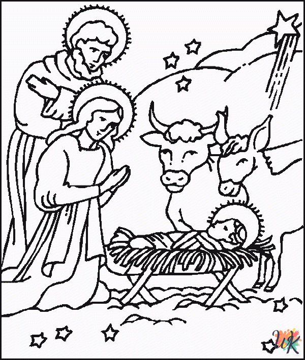 free coloring Bible Christmas Story pages