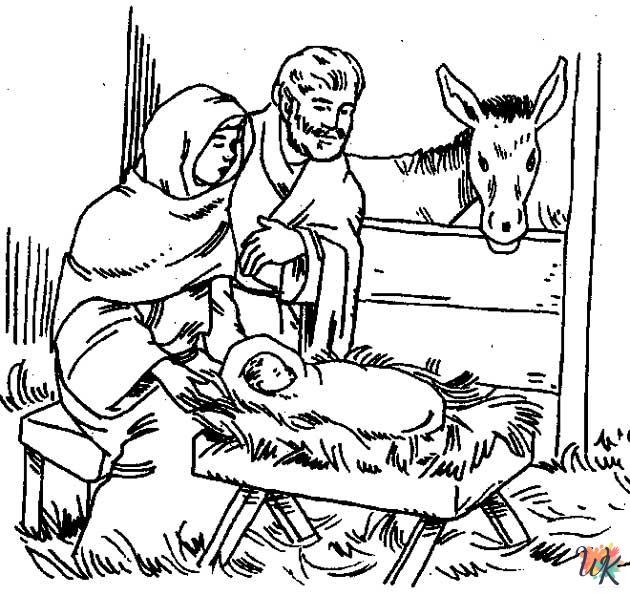 printable Bible Christmas Story coloring pages for adults