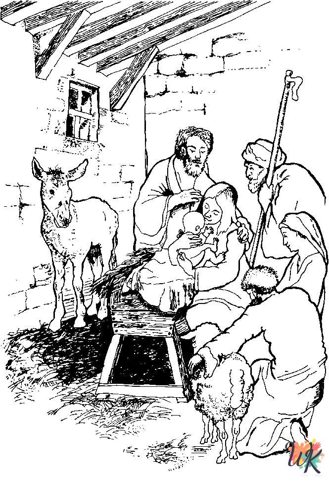 Bible Christmas Story coloring pages easy