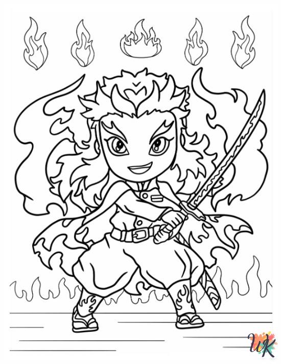 cute coloring pages Demon Slayer