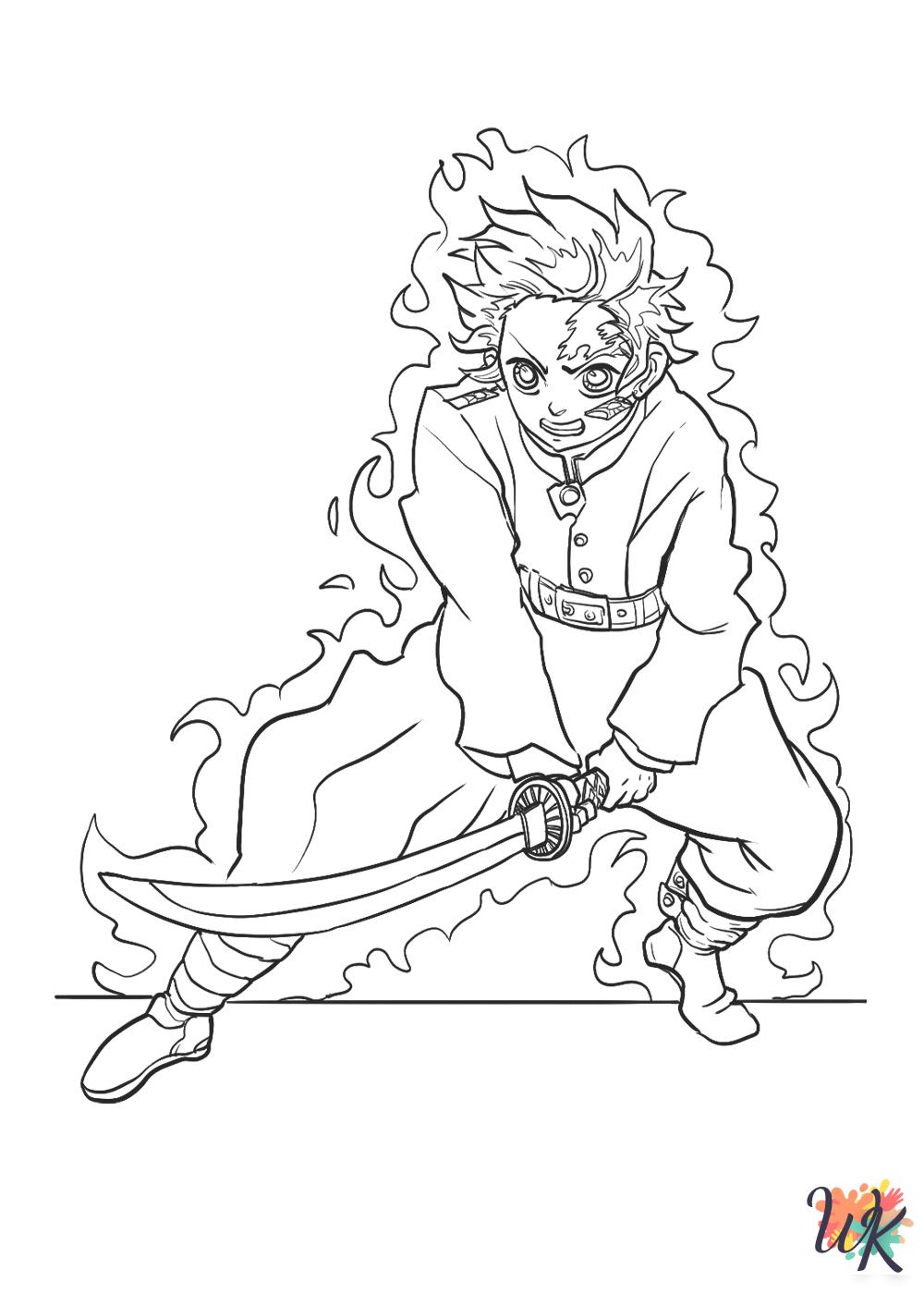 Zenitsu Agatsuma looks up with admiration in demon slayer coloring pictures with wide eyes always visible now