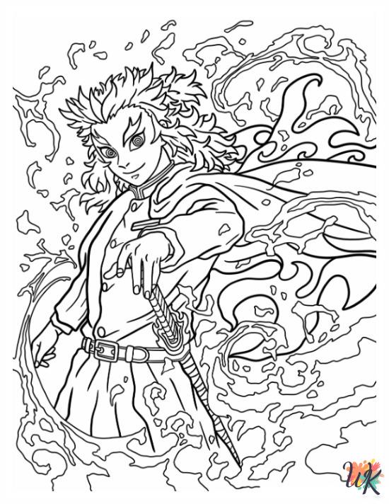 free full size printable Demon Slayer coloring pages for adults pdf