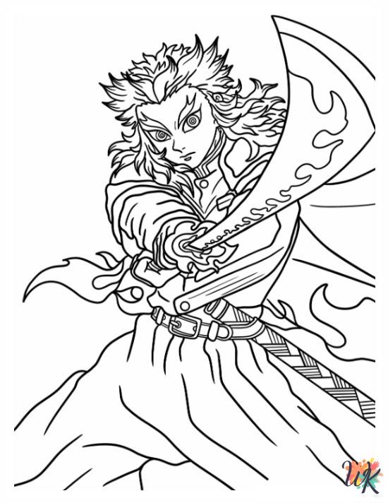 coloring pages for kids Demon Slayer