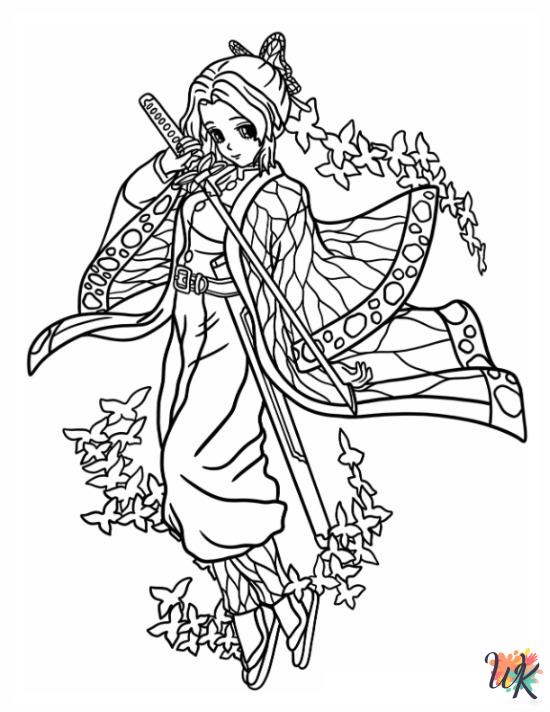 Demon Slayer cards coloring pages
