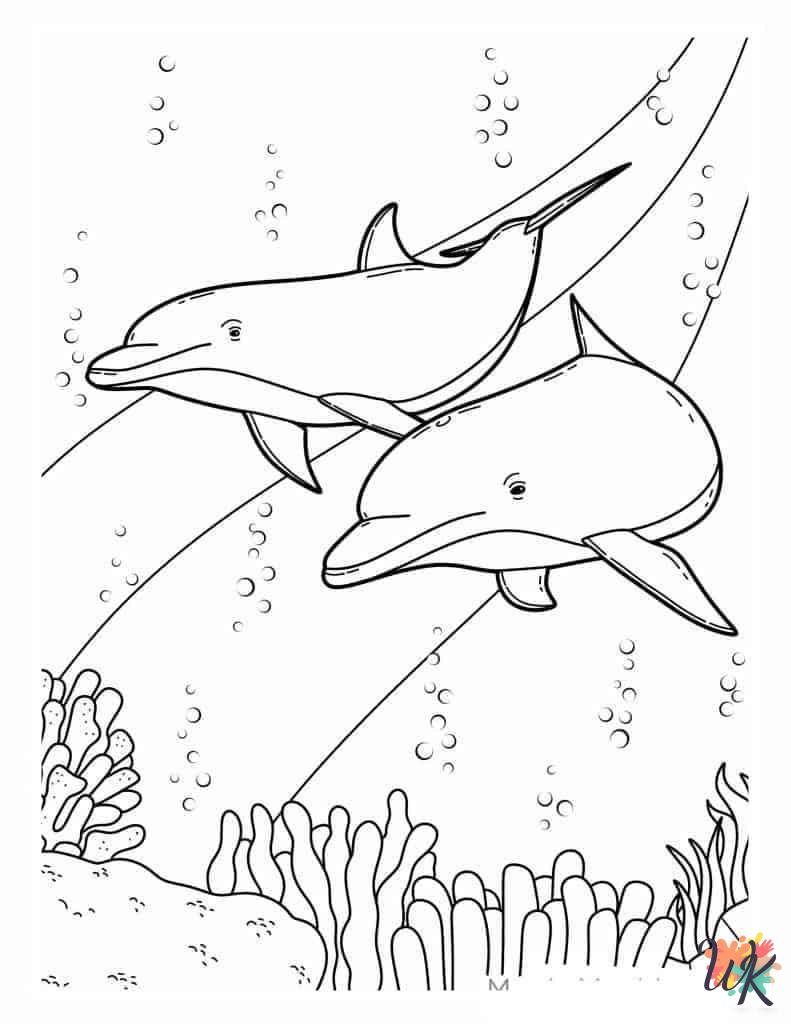 free full size printable Dolphin coloring pages for adults pdf
