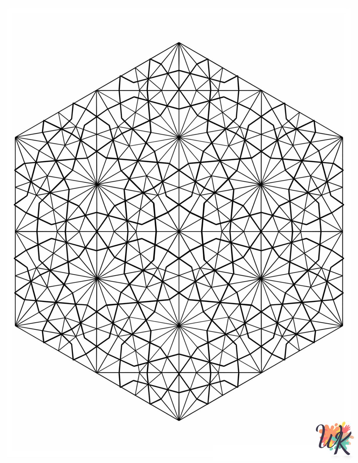 Geometric coloring book pages