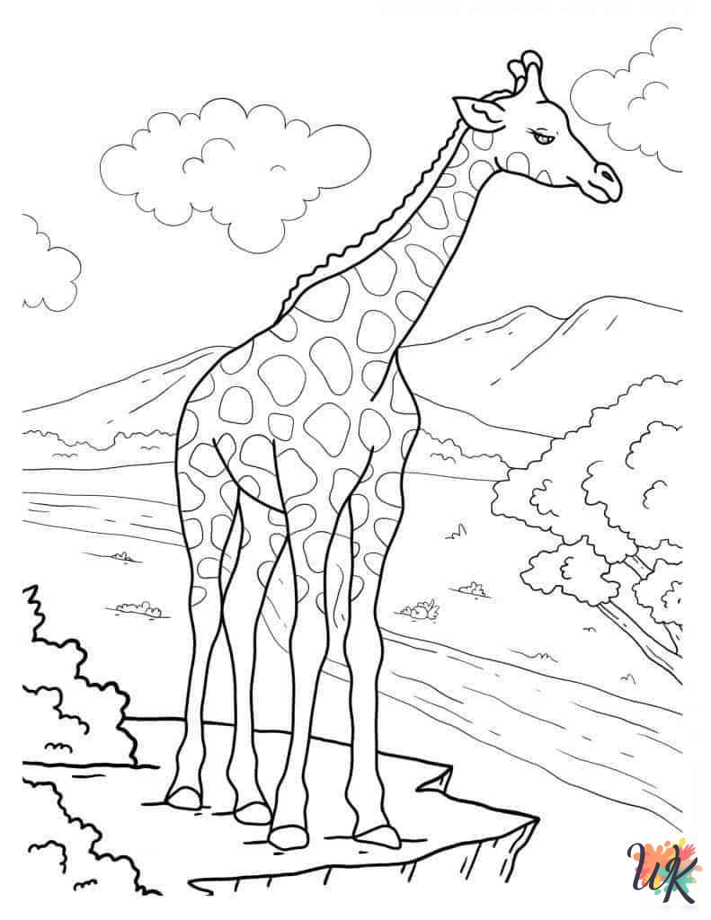 free Giraffe tree coloring pages