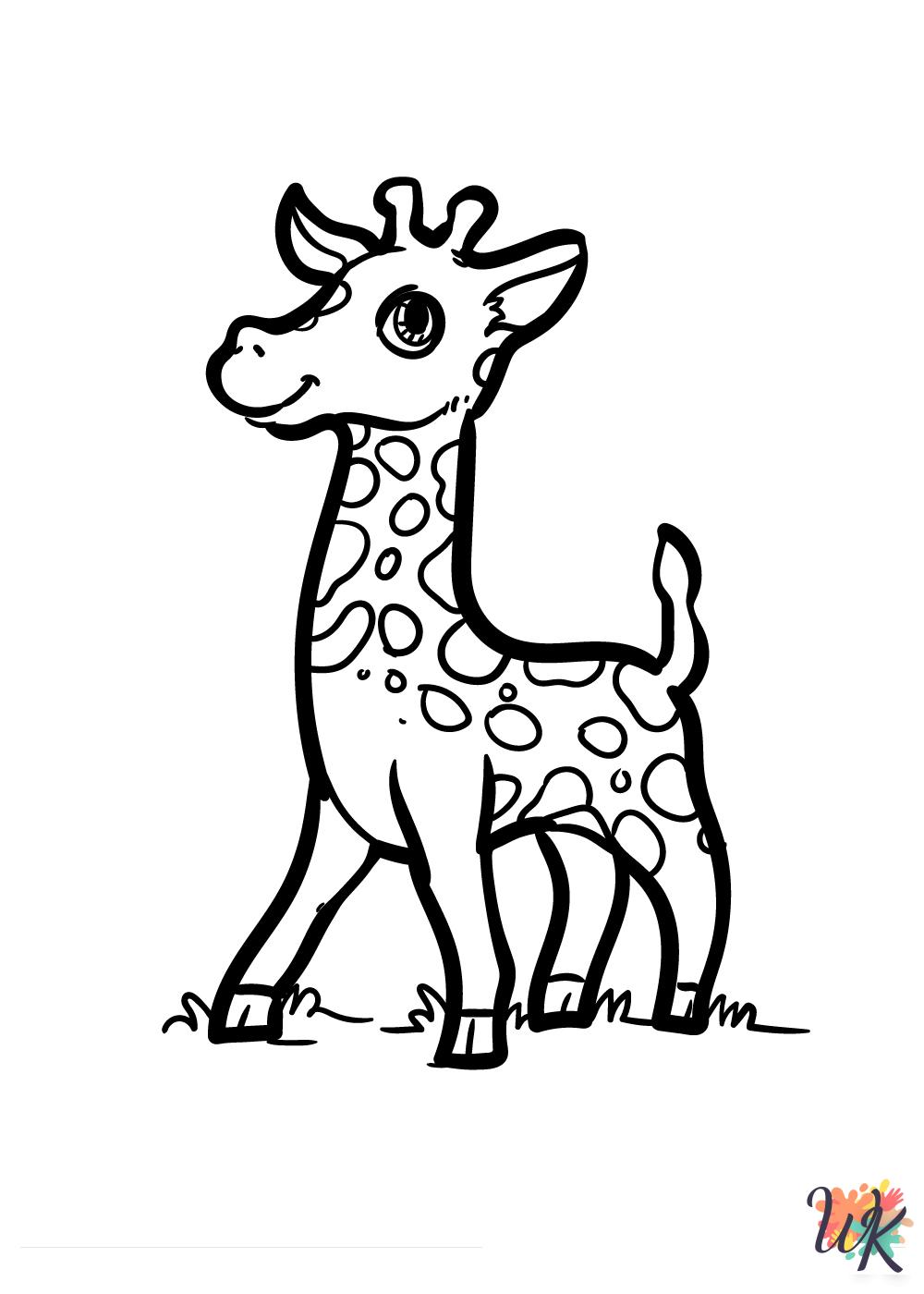 Giraffe coloring pages for adults easy