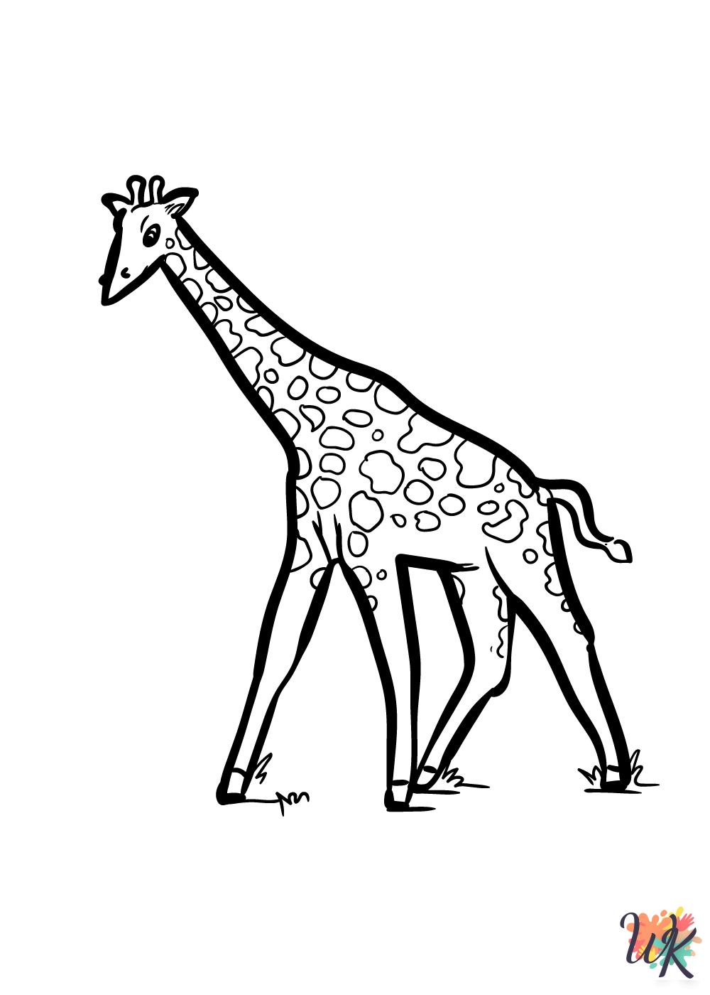 Giraffe coloring pages for adults easy