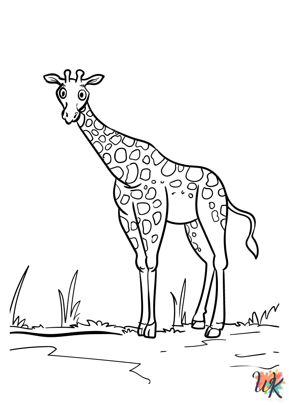 detailed Giraffe coloring pages for adults