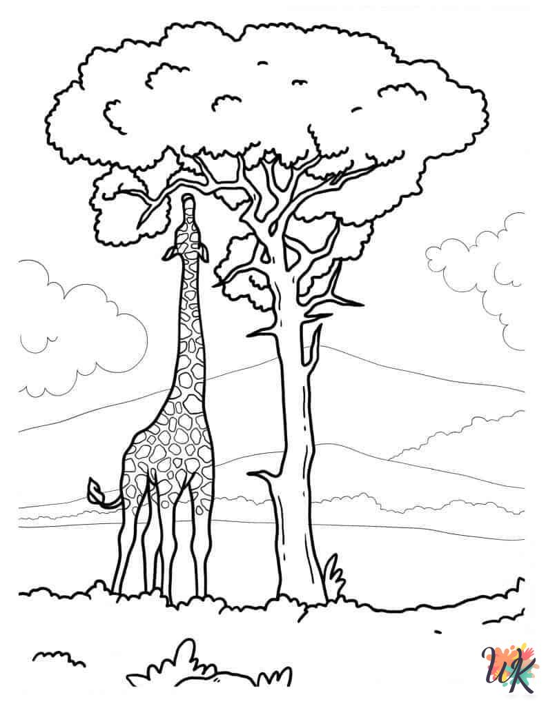 free full size printable Giraffe coloring pages for adults pdf