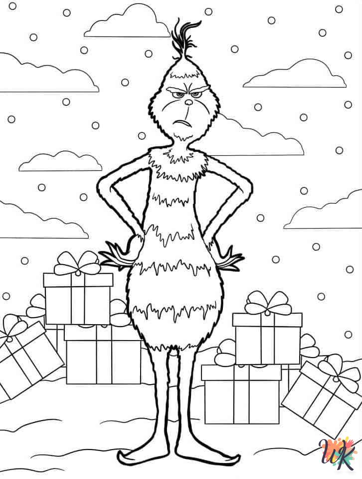 kawaii cute Grinch coloring pages