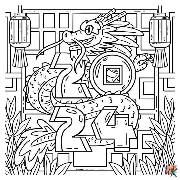 preschool Happy New Year 2024 coloring pages