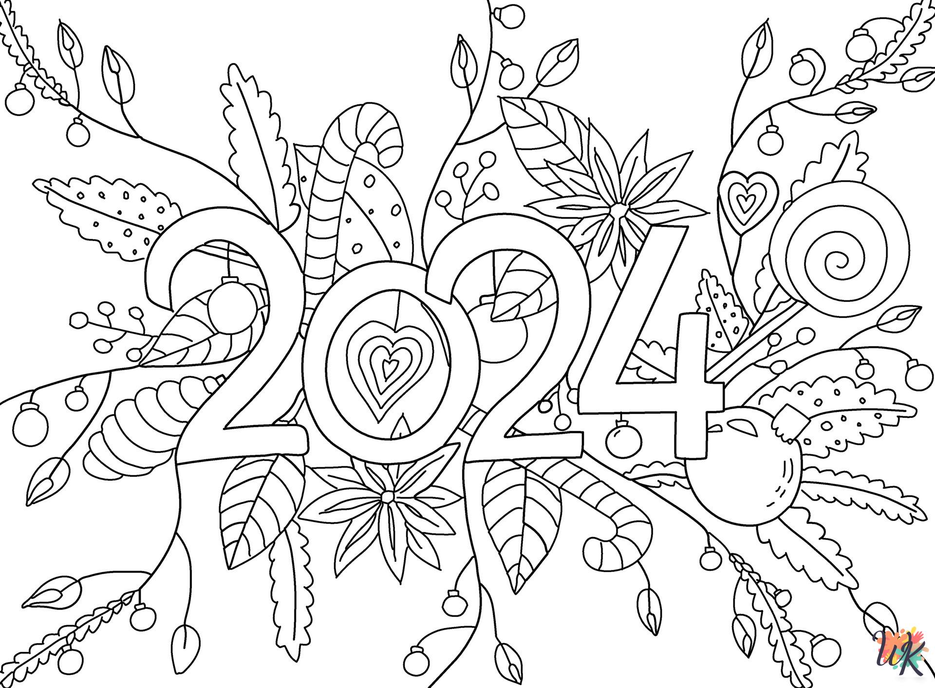 coloring pages Happy New Year 2024