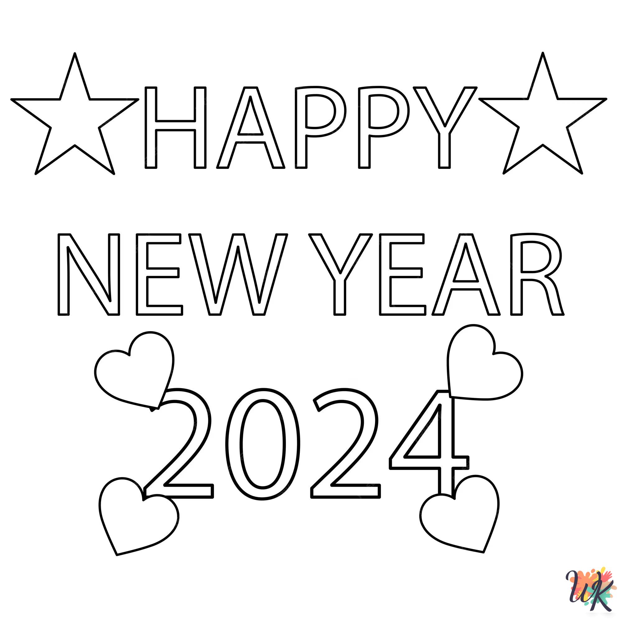 adult coloring pages Happy New Year 2024